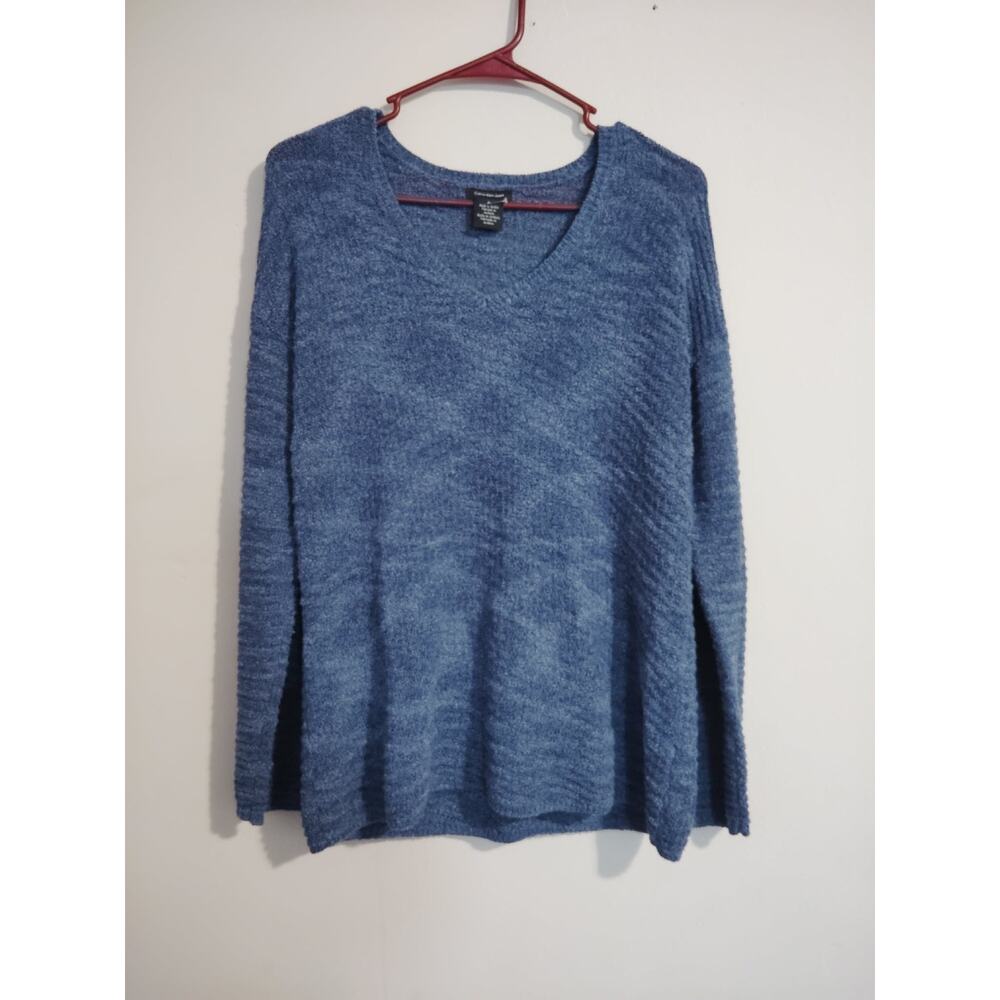Calvin‎ Klein Jeans Blue Marled Long Sleeve V-Neck Knit Sweater Women's Size M